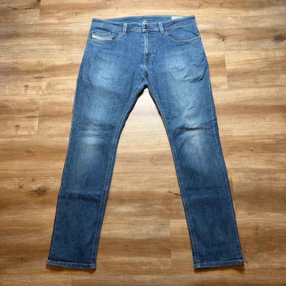 Diesel Thavar Jeans Mens 36x32 Blue Slim Skinny Medium Wash Stretch Denim Pants
